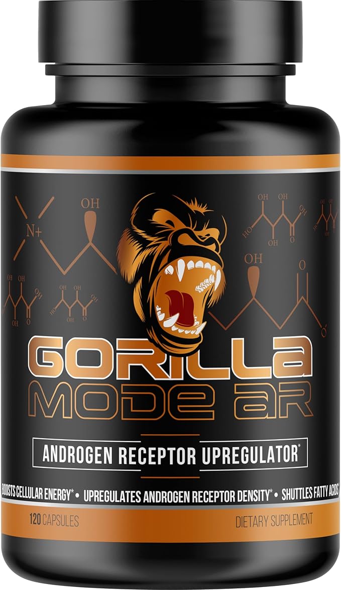 Gorilla Mode AR Carnitine 750mg Capsules – Androgen Receptor Upregulator/Boosts Cellular Energy, Upregulates Androgen Receptor Density/Shuttles Fatty Acids (120 Capsules)