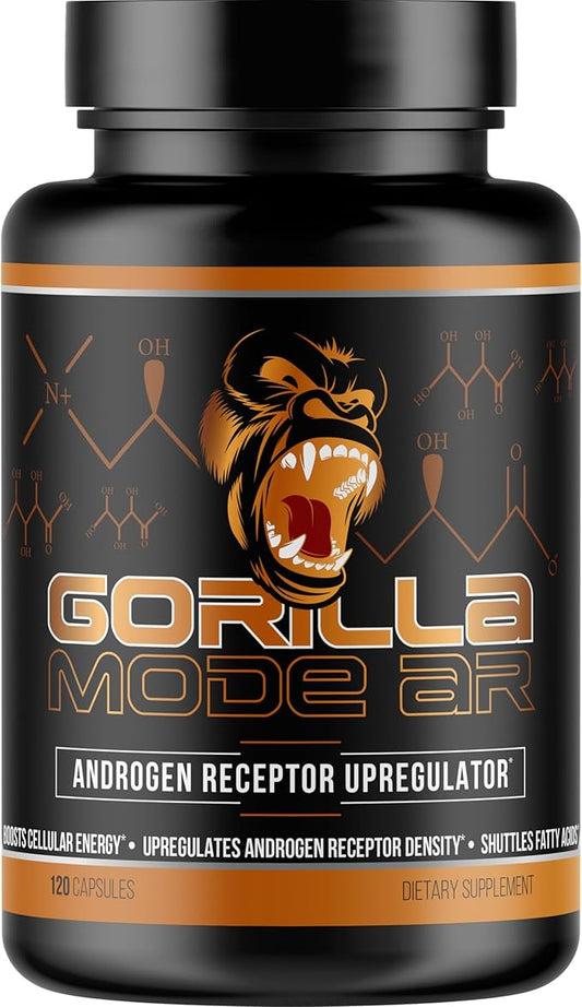 Gorilla Mode AR Carnitine 750mg Capsules – Androgen Receptor Upregulator/Boosts Cellular Energy, Upregulates Androgen Receptor Density/Shuttles Fatty Acids (120 Capsules)