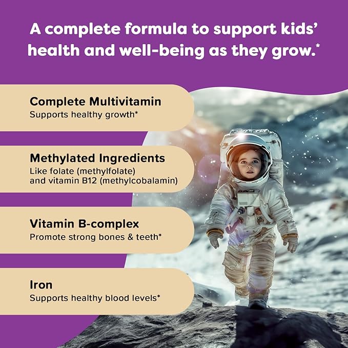 Renzo’s Picky Eater Kids Multivitamin with Iron - Dissolving Kids Vitamins with Vitamin D3 & K2 and More - 60 Sugar-Free Melty Tabs, Lil’ Green Apple Flavored