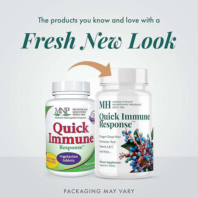 Michael's Health Naturopathic Programs Quick Immune Response - 60 Vegetarian Tablets - Immune System Support - with Vitamin A, Vitamin C & Zinc - 20 Servings