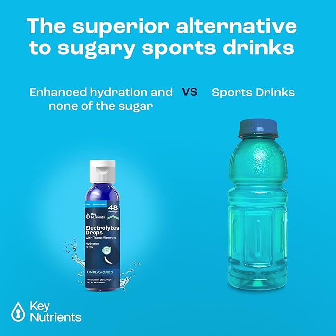 KEY NUTRIENTS Trace Minerals Liquid Electrolytes Rapid Hydration & Muscle Recovery 4oz - 72 Trace Minerals, Unflavored Electrolyte Drops for Drinking Water, Sodium Post Workout & Recovery, 48 Servings