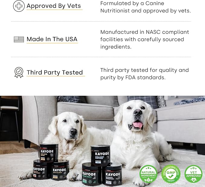 Kayode Itch & Allergy - Natural Dog Allergy Chews. Allergy Relief for Dogs. Premium Colostrum for Dogs, Bee Pollen for Dog Allergies. Alternative to Allergy Medicine for Dogs
