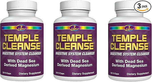 Temple Cleanse|3-Pack Special, Magnesium, Oxygen-Based Colon Cleanse Detox, Relieves Occasional Constipation with No Gas or Bloating, Body Detox and Cleanse for Women & Men