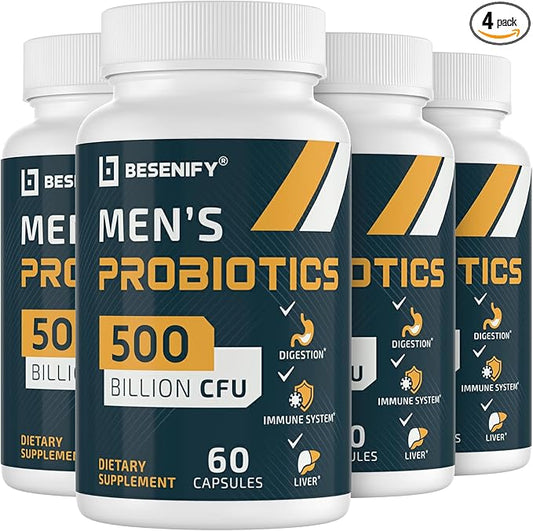 Probiotics for Men, 500 Billion CFUs & 12 Strains, Probiotics for Digestive Health, Men's Probiotic with Turmeric, Cranberry, Goji, for Overall Digestive, Immune Health, Gut & Bloating, 120 Day Supply