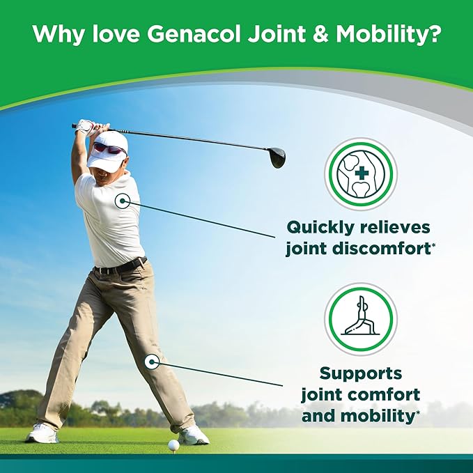 Genacol Natural Eggshell Membrane & Collagen Peptides Supplement for Joint Comfort & Flexibility | Gluten-Free, Non-GMO Joint & Mobility 180 Capsules
