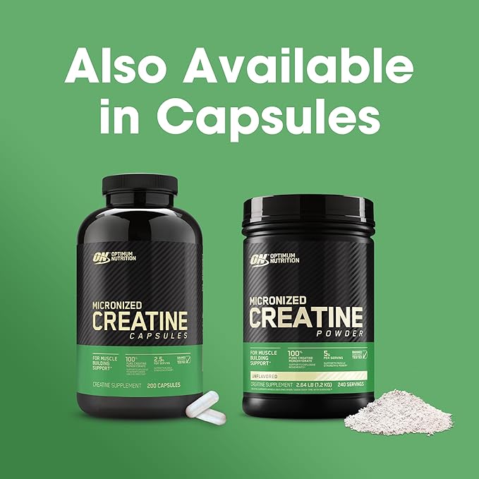 Optimum Nutrition Micronized Creatine Monohydrate Powder, Unflavored, Keto Friendly, 240 Servings (Packaging May Vary)