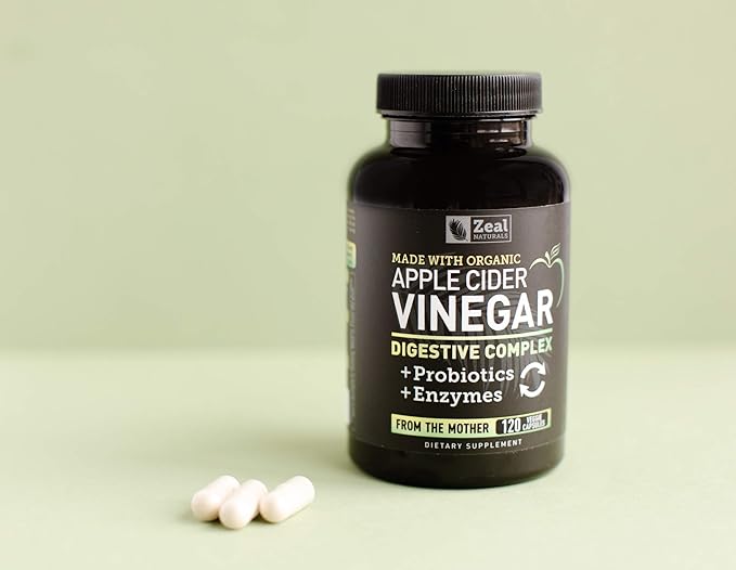 Organic Apple Cider Vinegar Capsules + Digestive Enzymes & Probiotics (1500mg | 120 Capsules) Raw Apple Cider Vinegar Pills & Fiber Supplement for Gut Health, Immune Support, Digestion & Detox Cleanse
