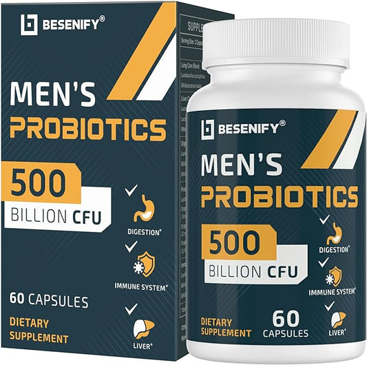 Probiotics for Men, 500 Billion CFUs & 12 Strains, Probiotics for Digestive Health, Men's Probiotic with Turmeric, Cranberry, Goji, for Overall Digestive, Immune Health, Gut & Bloating, 30-Days Supply