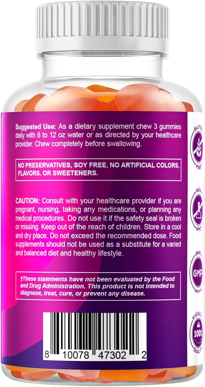 Vitamatic Prebiotic Fiber Gummies for Adults - 7G Fiber Extra Strength - Zero Sugar Added - 60 Pectin Based Gummies - Digestive Health & Regularity Support