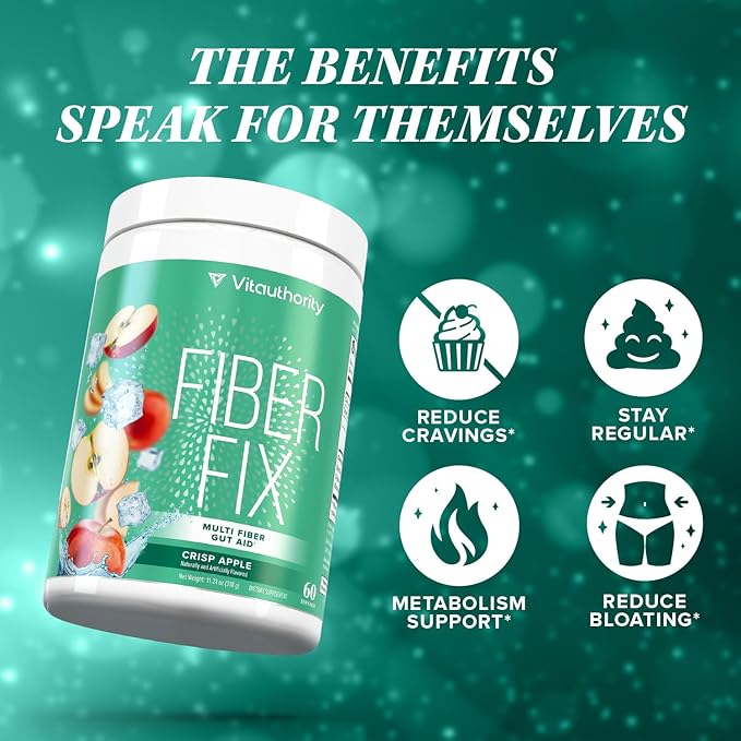 Fiber Supplement Colon Cleanse Prebiotic Powder Detox | Colon Cleanse Detox for Women | Digestive Health Regularity Satiety & Bloating Relief for Women Gut Cleanser & Powder Apple Flavored 60 Servings