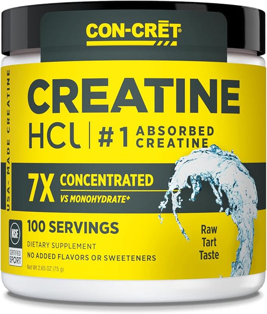 Creatine HCl Powder | Muscle, Cognitive, Cellular Energy Support | No Bloating or Cramps | USA Made & NSF Certified | Unflavored (100 Serving)