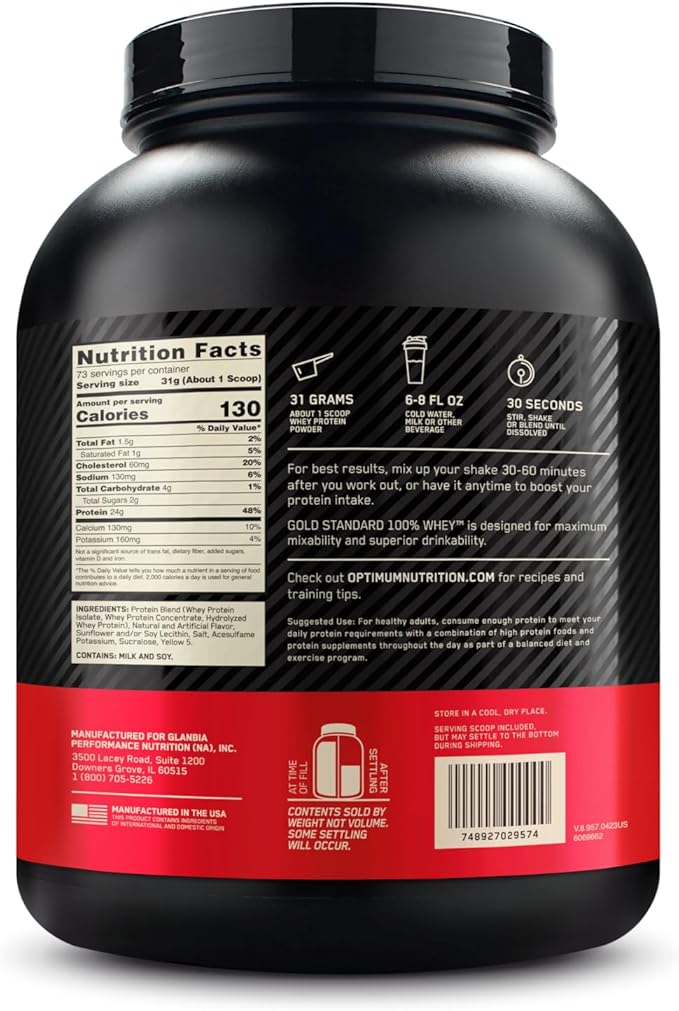 Optimum Nutrition Gold Standard 100% Whey Protein Powder, Banana Cream, 5 Pound (Packaging May Vary)