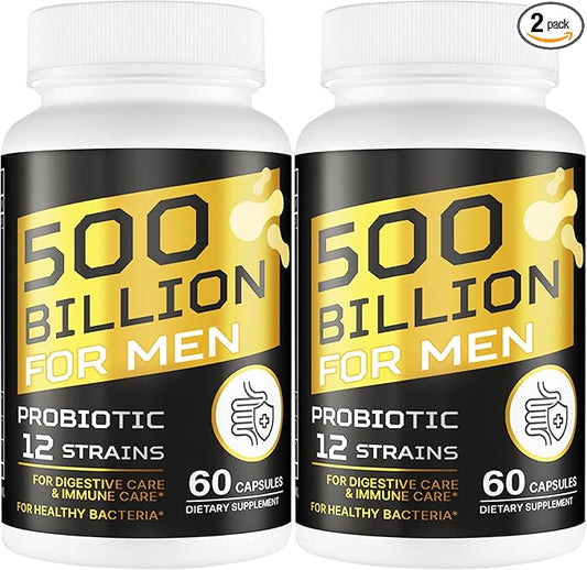 Probiotics for Men, 500 Billion CFU 12 Strains Mens Probiotic with Turmeric Cranberry & Goji, Gut Health for Men, Probiotics for Men Digestive Health, Bloating, Immune & Overall Health, 60-Day Supply