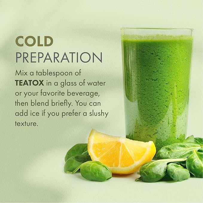 Teatox Detox & Cleanse Support Powder, Digestion Booster W/Green Tea, Spirulina, Artichoke, Jamaican Flower & Grape Seeds, Support Supplement & Meal Replacement Powder, Green Apple Flavor 16oz