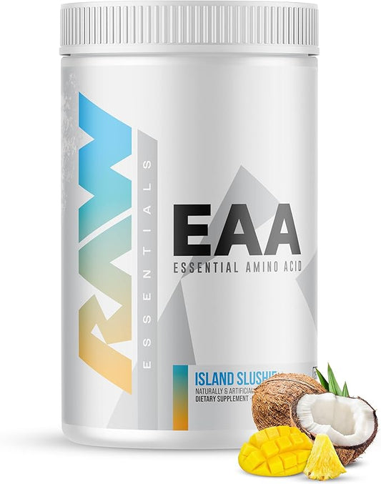 RAW EAA Amino Acids Powder, Island Slushie (25 Servings) - Pre Workout Amino Energy Powder for Strength, Endurance, Recovery & Lean Muscle Growth - BCAA Amino Acids Supplement for Men & Women