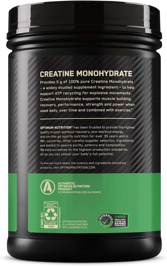 Optimum Nutrition Micronized Creatine Monohydrate Powder, Unflavored, Keto Friendly, 240 Servings (Packaging May Vary)