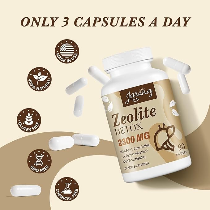 2300 MG Zeolite Detox Capsules, Organic Activated Charcoal, Bentonite Clay, 1-2 µm Clinoptilolite, Maximum Absorption, Gut Liver Detox Cleanse Full Body for Women Men, 270 Capsules