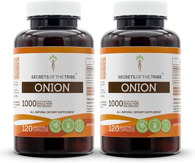 Secrets of the Tribe Onion 120 Capsules(2 pcs.), 1000 mg, Onion (Allium Cepa) Dried Bulb (2x120 Capsules)
