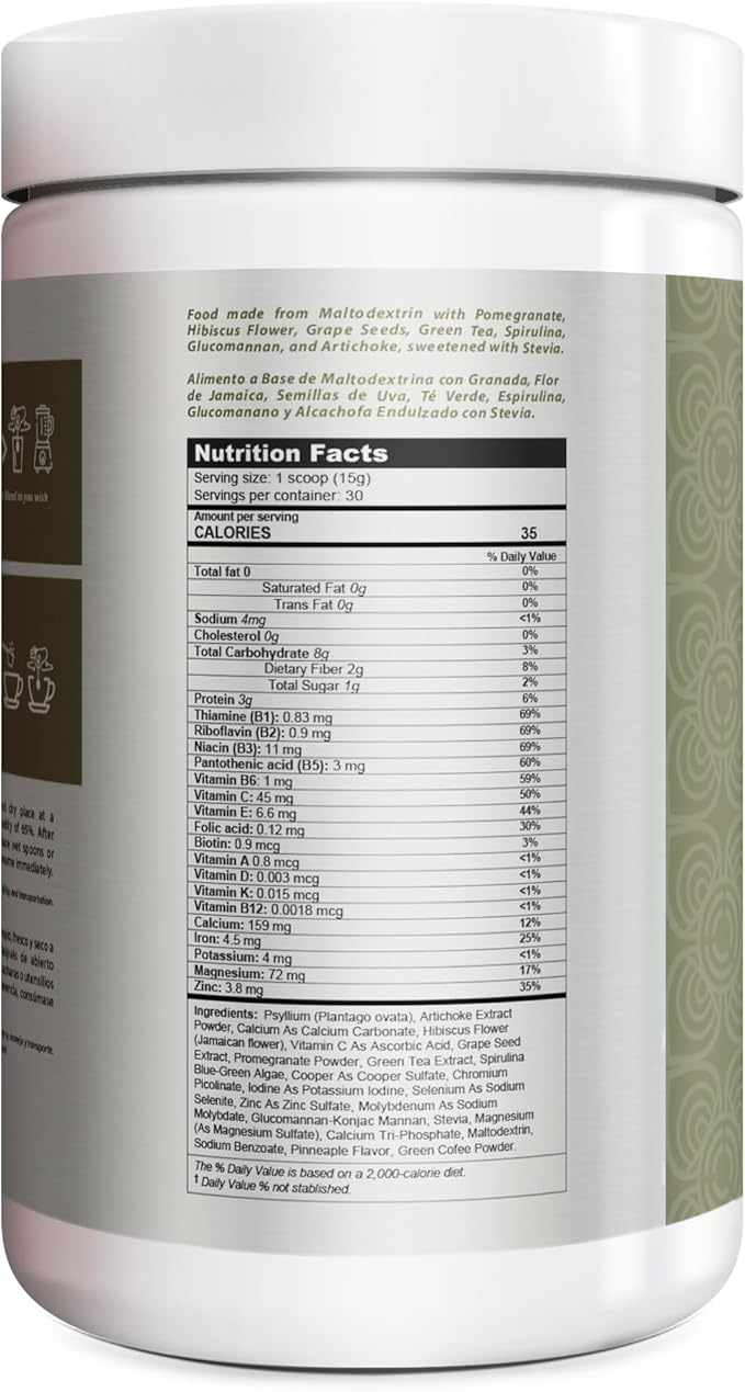 Teatox Detox & Cleanse Support Powder, Digestion Booster W/Green Tea, Spirulina, Artichoke, Jamaican Flower & Grape Seeds, Support Supplement & Meal Replacement Powder, Green Apple Flavor 16oz