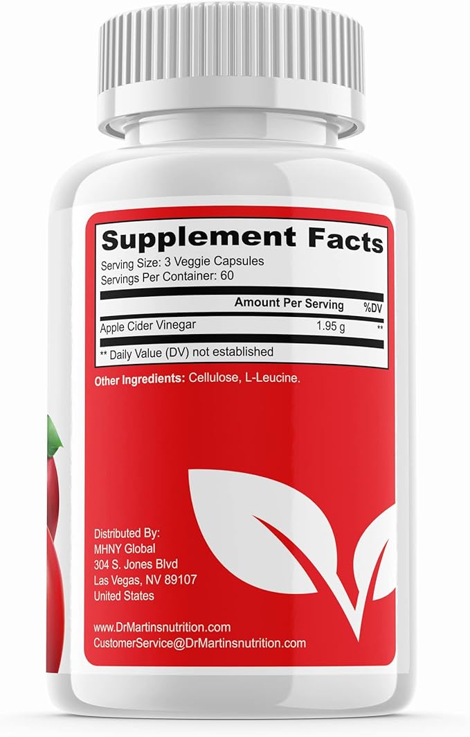 Pure 1950mg Apple Cider Vinegar Supplement | 180 Capsules | No Sour Taste | Pills for Healthy Metabolism, Bloating & Energy | Detox & Digestion Support| Non-GMO, Gluten Free | 100% Natural & Raw