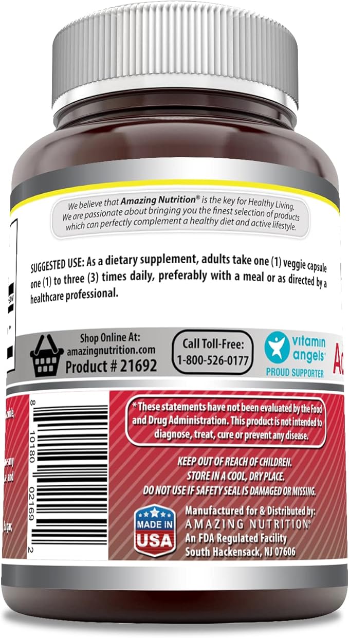 Amazing Formulas Acetyl L-Carnitine Hcl Supplement | 500 Mg Per Serving | 120 Veggie Capsules Supplement | Non-GMO | Gluten Free | Made in USA