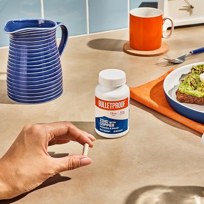 Bulletproof Zinc with Copper Capsules, 120 Count, Minerals and Antioxidant Supplement for Immunity and Mood