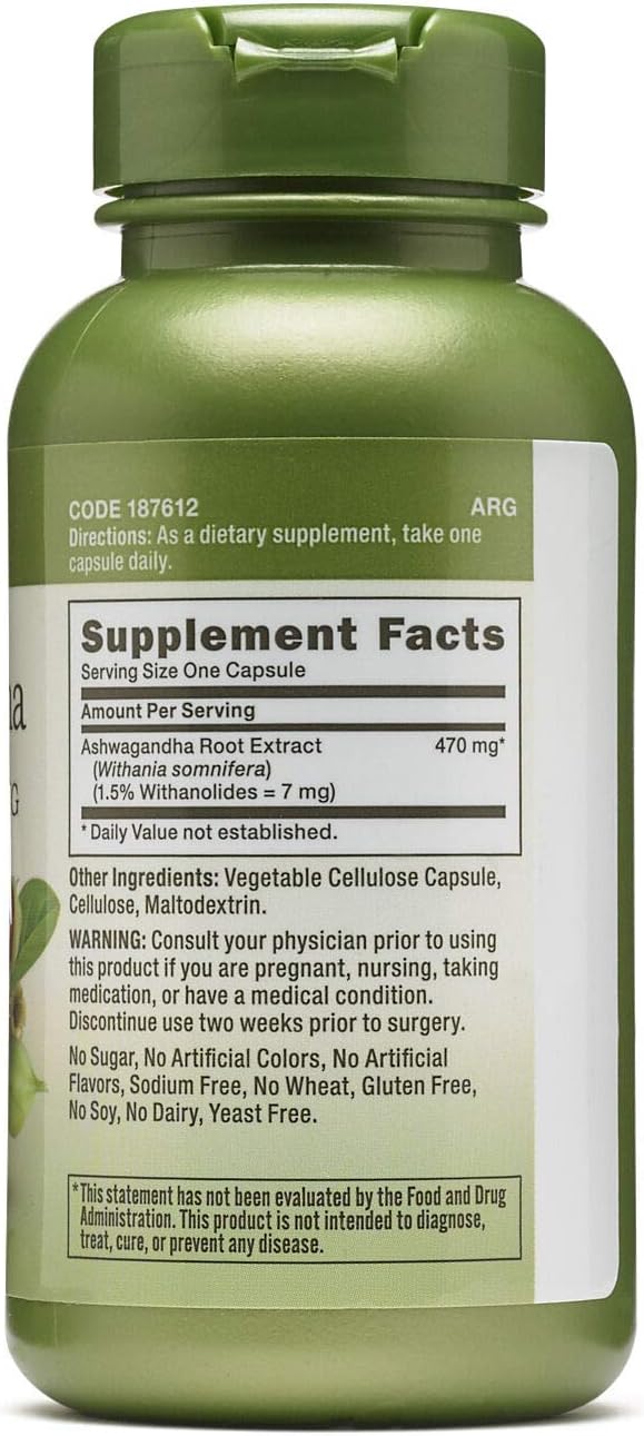 GNC Herbal Plus Ashwagandha Extract 470mg | Promotes General Well-Being | 100 Count