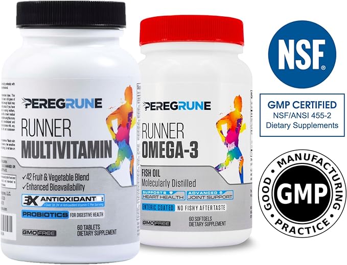 Runner Multivitamin & Omega 3 Fish Oil Bundle | Engineered Multivitamin for Runners | Antioxidants for Health & Recovery | Vitamin B Complex for Endurance, Energy | Joints & Heart Health