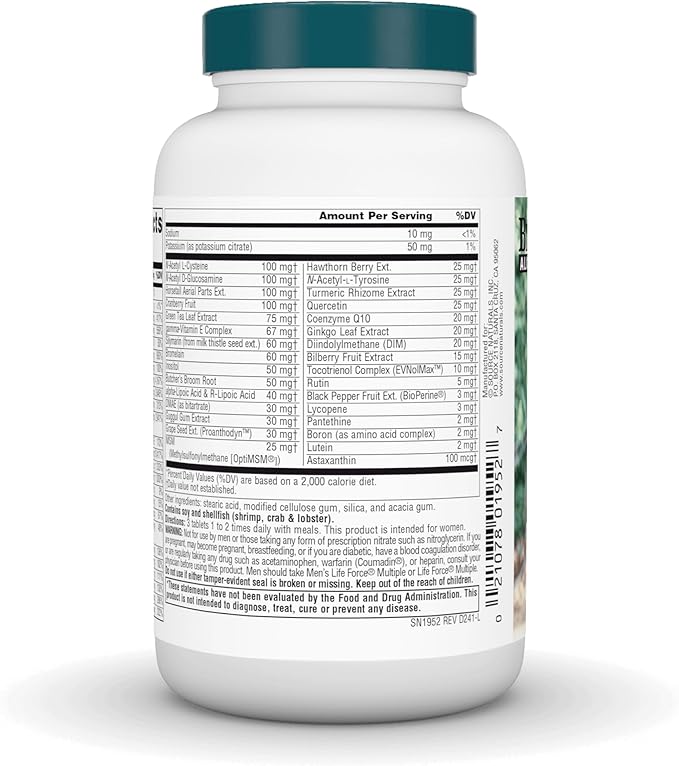 Source Naturals Women's Life Force Multiple Iron Free - Daily Complete Multivitamin 13 Essential Vitamins, Antioxidants, Herbs, Nutrients & Minerals - Enhanced Energy & Immune Boost - 90 Tablets