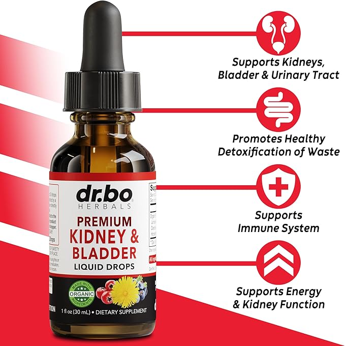 Kidney Support Supplement Bladder Health - Organic Kidney Bladder Supplements Drops Juniper Berry Cleavers Dandelion - Renal Kidney Cleanse Detox Urinary Tract Herbal Bladder Support Flush Kidneys 1oz