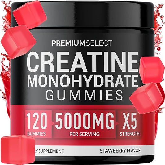 Creatine Gummies for Men & Women 5g Sugar Free - 120 Chewable Creatine Monohydrate Gummies for Muscle Strength, Muscle Builder, Energy Boost, Booty Gain, Pre-Workout & Recovery Supplement Gummy Chews