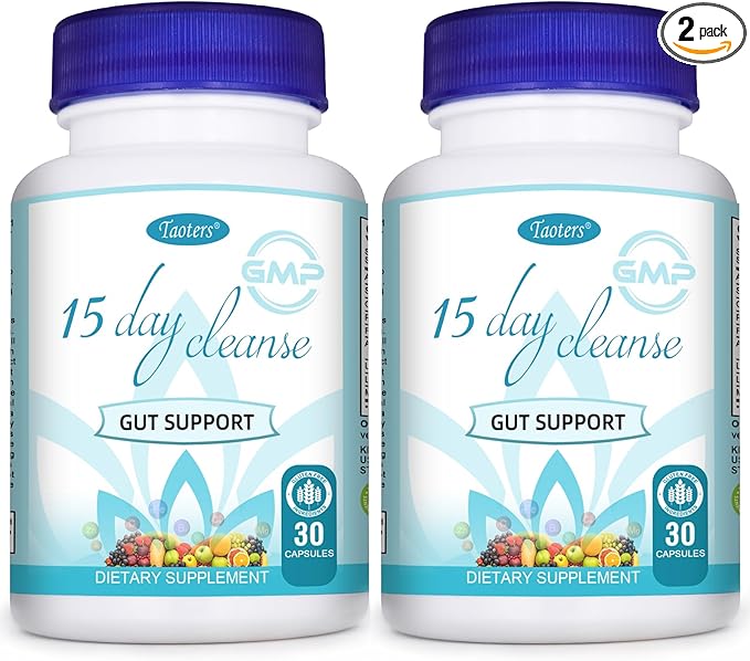 15 Day Cleanse Gut Support 2 Pack | Colon Broom, Detox Supplement with Senna, Cascara Sagrada & Psyllium Husk, for Men and Women | Total 60 Capsules