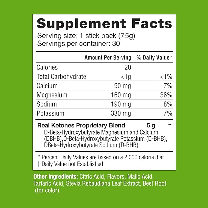 Real Ketones BHB Exogenous Ketones Drink Mix Packets Keto Electrolytes Powder Packets No Sugar with 4 Main Fasting Electrolytes Plus Hydrating Patented Keto BHB - 30 Count Watermelon