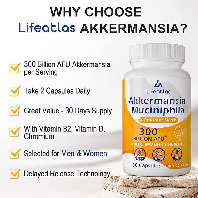 GLP-1 Supplement | 300 Billion AFU Akkermansia Muciniphila, Akkermansia Probiotic for Women Men, Akka Superbiotics for GLP-1 Production, Digestive, Gut, Immunity, Enhances Gut Lining Function, 4 Packs