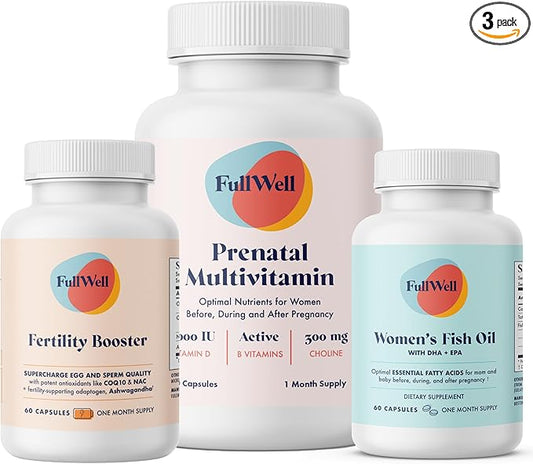 Fertility Trio | Prenatal Vitamin + DHA & Fertility Booster | Choline, Folate, Omega 3, Ashwagandha, 26+ Vital Nutrients | Dietitian-formulated, Non-GMO, 3rd Party Tested, 30 Servings