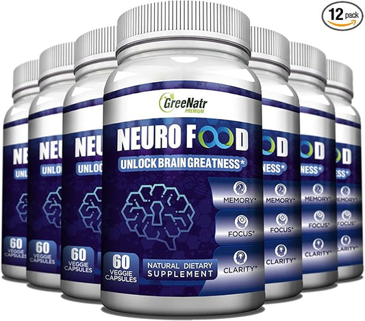 Brain Supplement to Enhance Memory, Energy, Focus, and Clarity with B1, B6, B12 Vitamin, Folic Acid, Calcium and Ginkgo Biloba for Men and Women (12 Bottles)