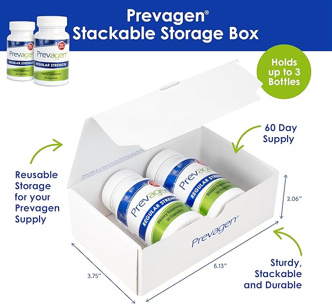 Prevagen Regular Strength 10mg, 30 Capsules |2 Pack| with Apoaequorin & Vitamin D with Attractive and Stackable Prevagen Storage Box