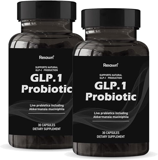GLP-1 Probiotic 30 Capsules - 500M AFU Multi-Strain Probiotic + Prebiotic, Naturally Support GLP-1 Production & Curb Appetite, Delayed Release, Third-Party Tested, for Men & Women (2pack)