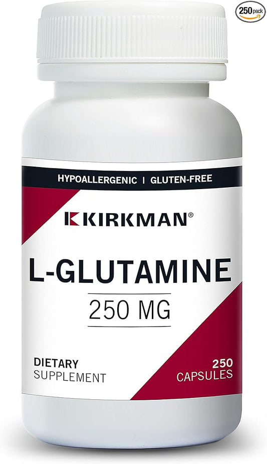 L-Glutamine 250 mg - Hypoallergenic | 250 Vegetarian Capsules | Amino Acid | Gluten and Casein Free