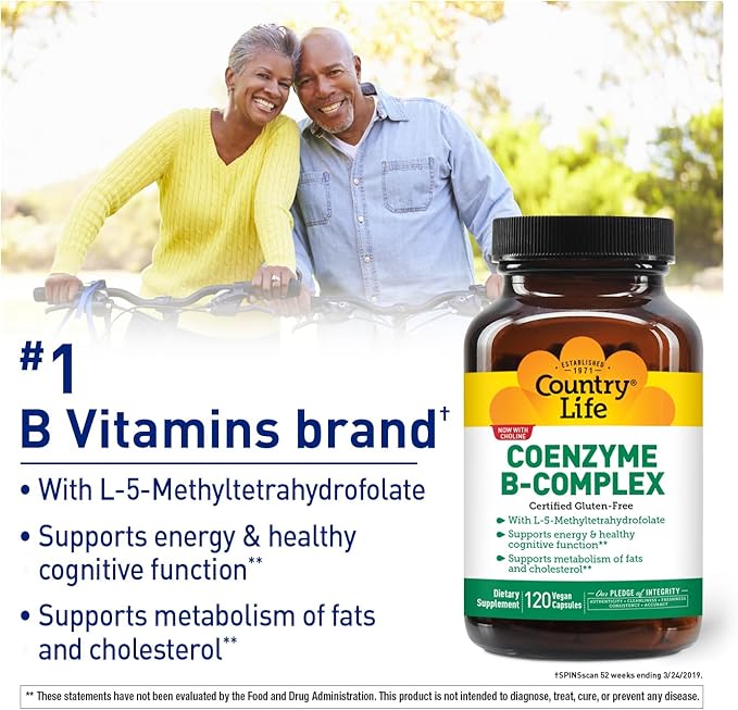 Country Life, Coenzyme B-Complex Vitamin, Support Energy and Metabolism, Daily Supplement, 120 ct
