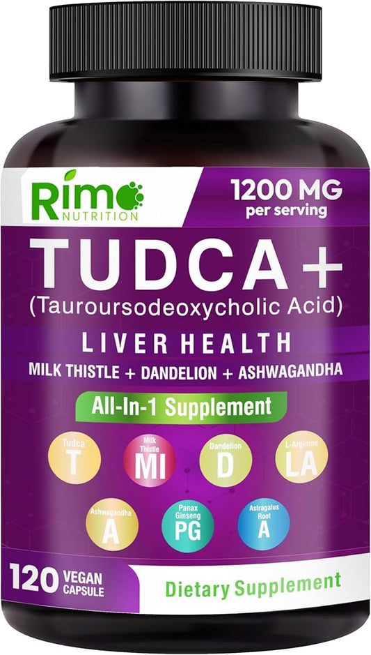 Tudca Supplement, with Milk Thistle, Dandelion. L Arginine, Ashwagandha, Panax Ginseng Root, Astragalus Root 1200 mg Per Serving 120 Capsules