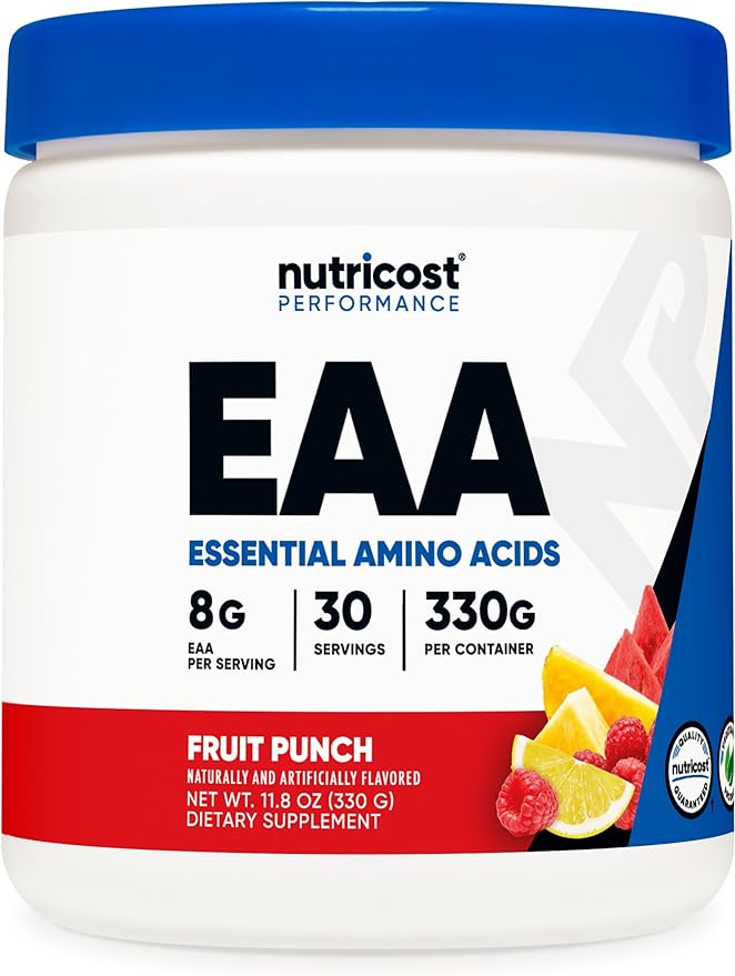 Nutricost EAA Powder 30 Servings (Fruit Punch) - Essential Amino Acids - Non-GMO, Gluten Free, Vegetarian Friendly