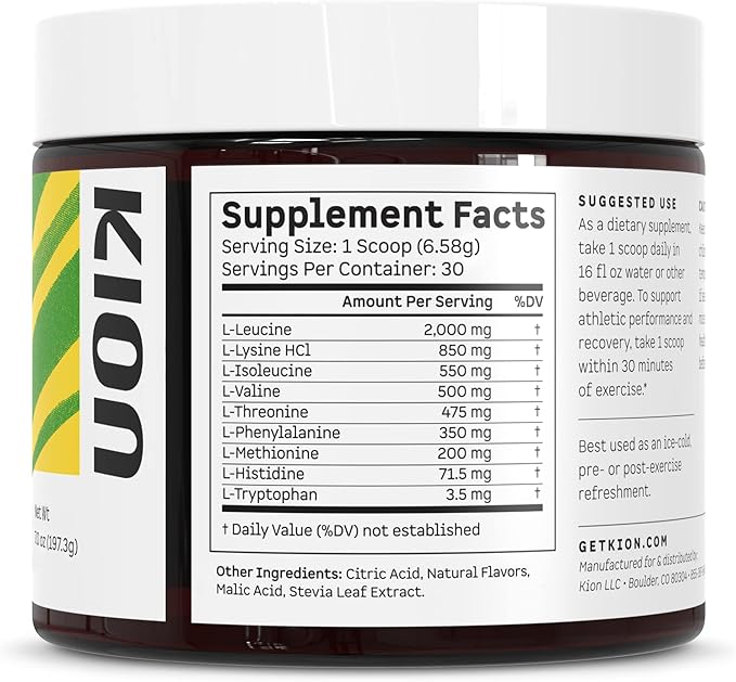 Kion Aminos Essential Amino Acids Supplement - Amino Acid Powder, Amino Energy Powder, Essential Energy Without Caffeine, Essential Amino Acids, BCAA EAA - 30 Servings, Cool Lime