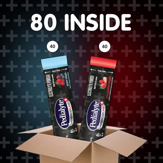 Pedialyte Multi Pack, Electrolyte Hydration Drink, 0.6 oz Electrolyte Powder Packs, 80 Count