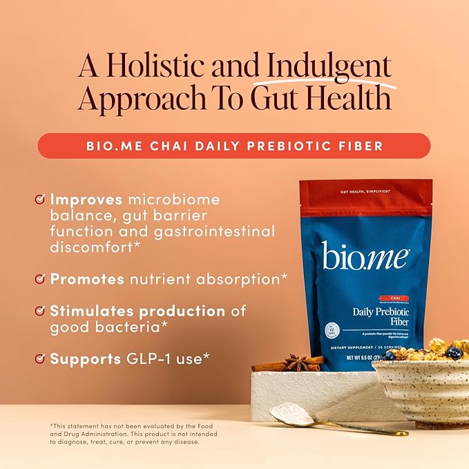 Daily Prebiotic Fiber (Chai) - Fiber Supplement Powder for Digestive Health & Gut Health - Fiber Powder Prebiotics, Non-GMO Dietary Fiber, Gluten & Sugar Free Soluble Fiber Supplements-30 Servings