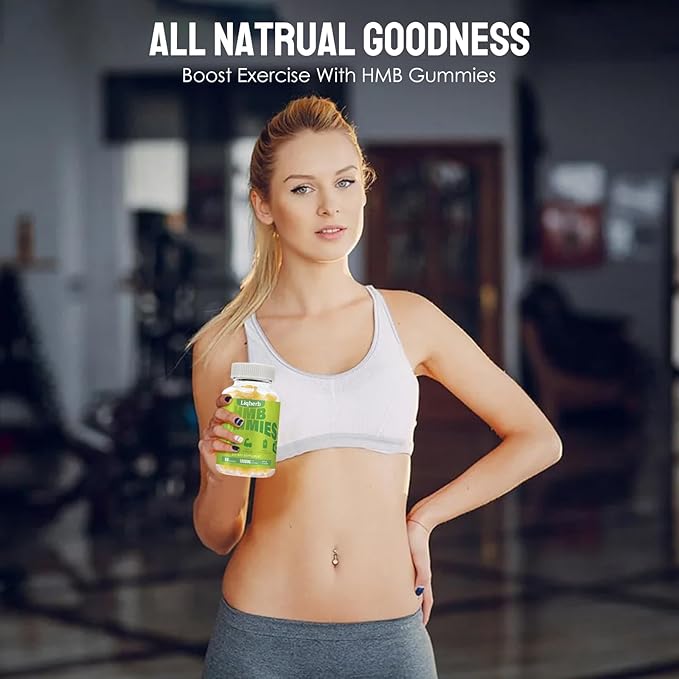 HMB Gummies 1000 mg for Adults, HMB Supplement for Muscle Protein Synthesis, Improving Endurance and Maintaining Lean Muscle, Non-GMO, Vegan, Gluten-Free, 60