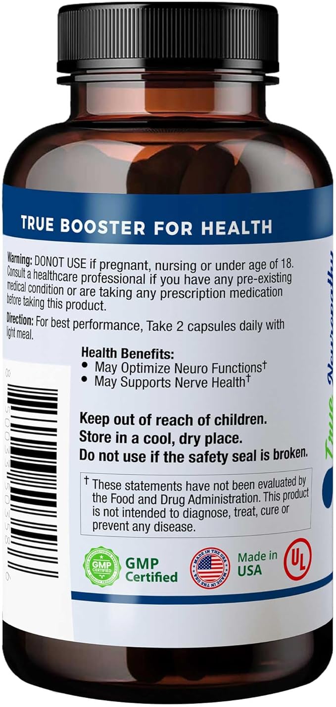 Neuropathy Support Neuro and Nerve Health Supplement with Vitamin D3, B6, B12, Acetyl-L-Carnitine, Alpha-Lipoic Acid, and Benfotiamine Supports Feet Nerve Function 60 Vegetable Capsules
