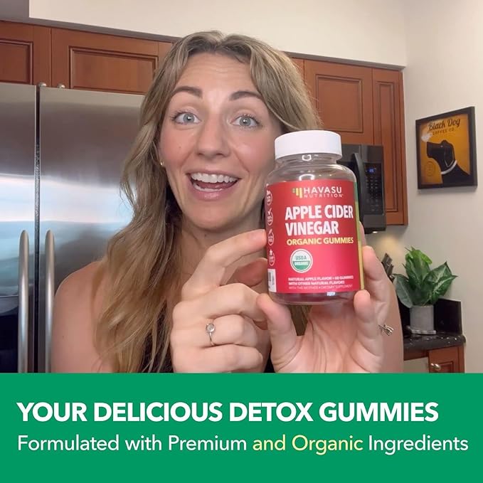 Organic Apple Cider Vinegar Gummies - ACV Gummies to Support Digestive Health and Gut Flora for Digestion - Natural Apple Flavor - 60 Organic, Vegan, and Non-GMO Apple Cider Vinegar Gummies
