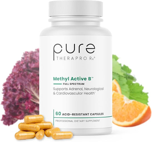 Pure Therapro Rx Methyl Active B Vitamins for Men and Women | Methylated Vitamins Including Methyl B12, Methylfolate, Benfotiamine, Choline, Niacin, TMG & More | 60 Vegetable Capsules